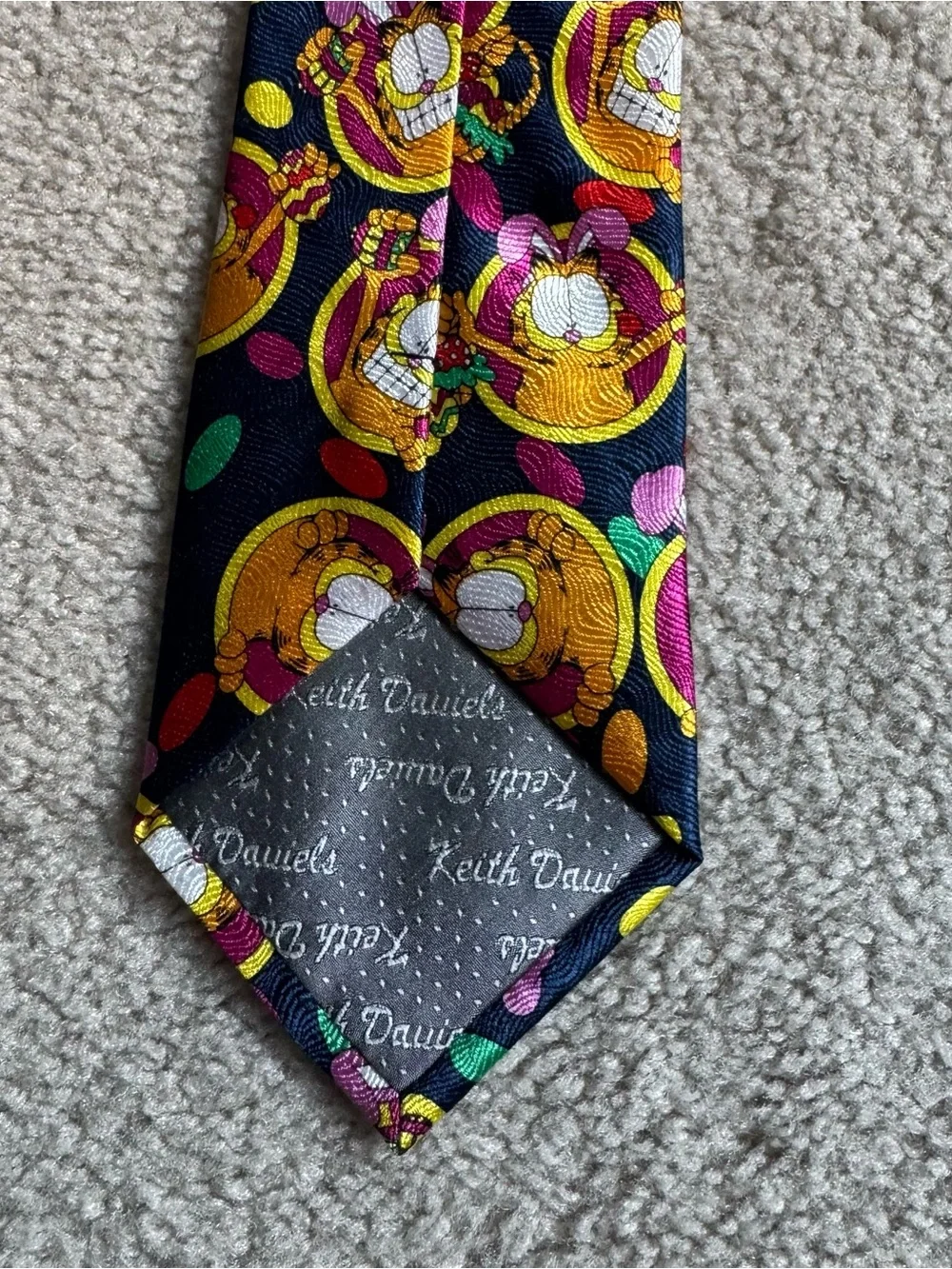 Vintage Garfield Easter Bunny Vintage Mens Tie Keith Daniels Navy Blue Novelty